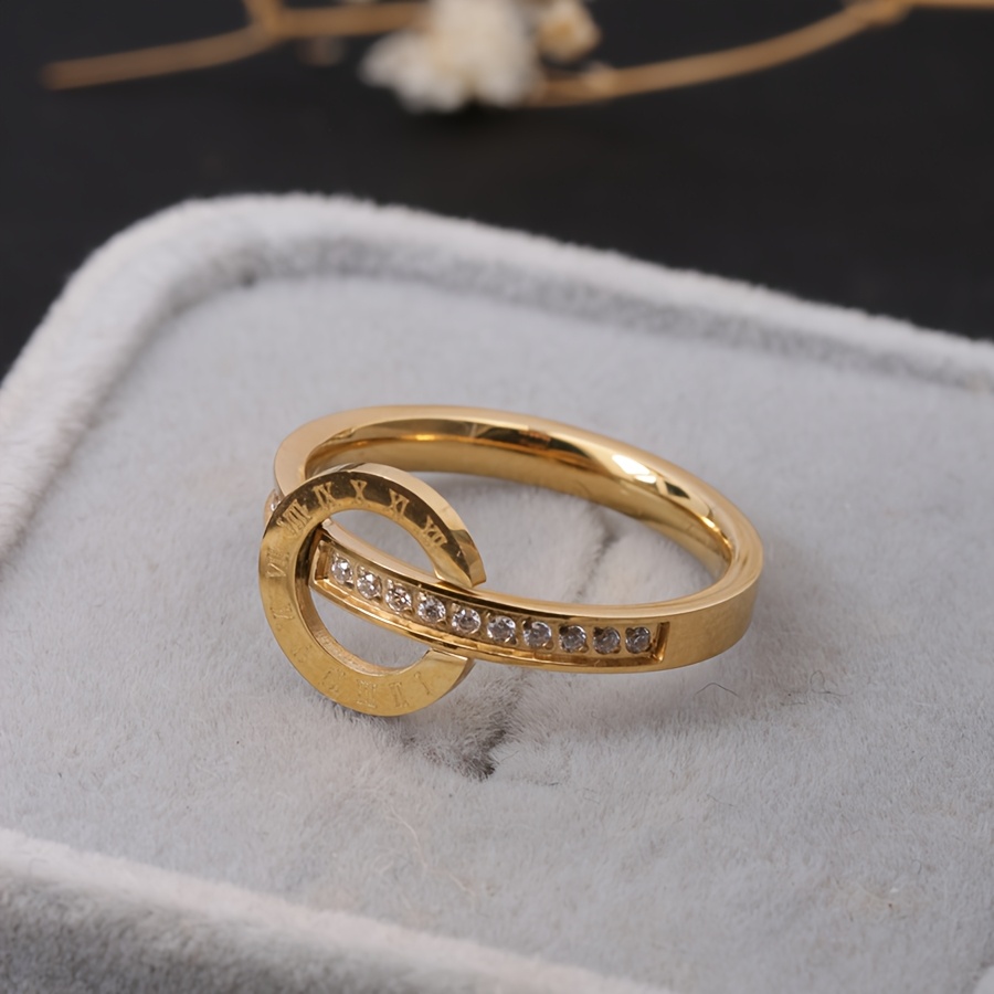 Double-Ring Number Ring with Synthetic Zirconia, Trendy